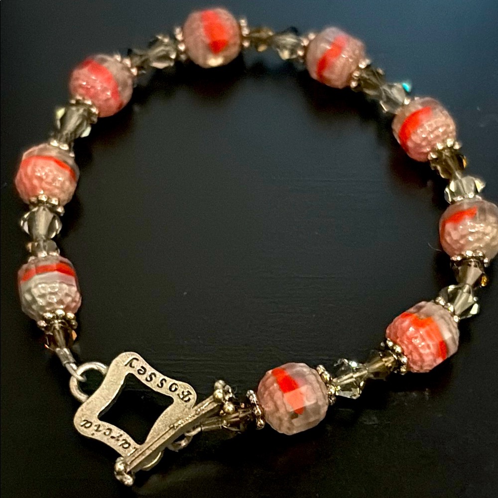 Vintage Marcia Fossey, art glass and crystal bracelet